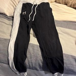 Black and white under armor sweatpants